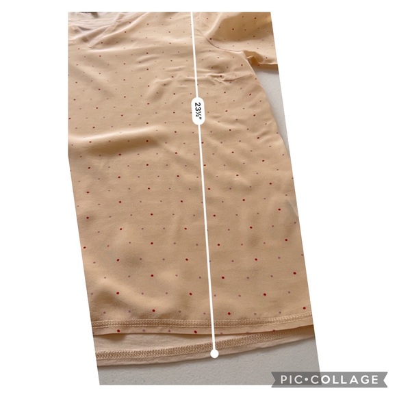 Madewell Top Blouse Womens Medium Peach Polka Dot Silk 3/4 Sleeve Semi-Sheer - Picture 10 of 13